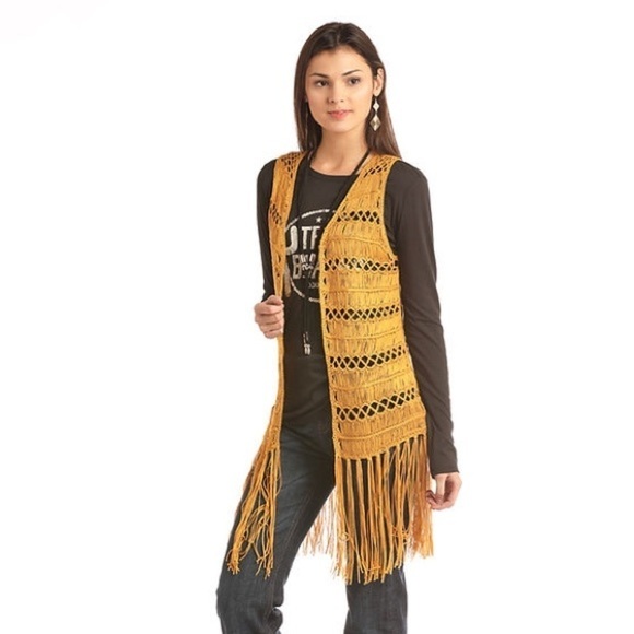 Rock & Roll Cowgirl Tops - Rock & Roll Cowgirl Crochet Vest Size Small